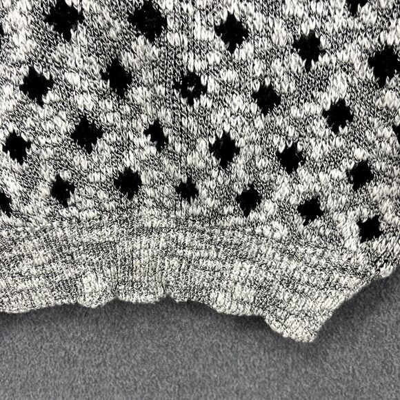 Design Studio Sweater Womens Medium Gray Black dots Cardigan Knit preppy - Picture 12 of 15